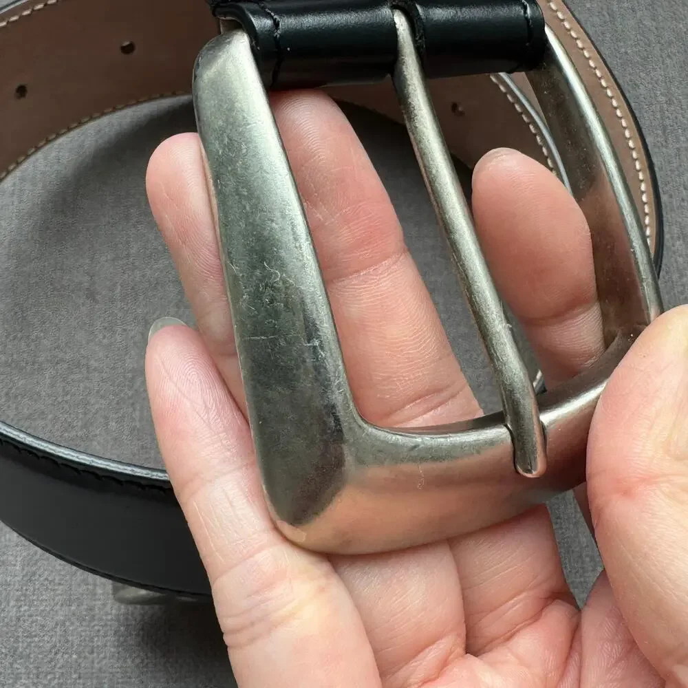 Khaite The Bruno Belt in Black Leather with Antique Silver One Size